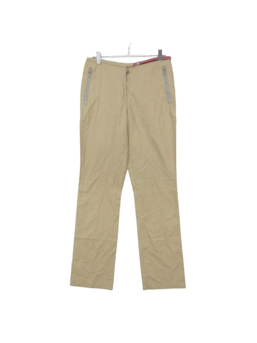 Prada Sports Pants Rubber Logo Belted Trousers Beige
